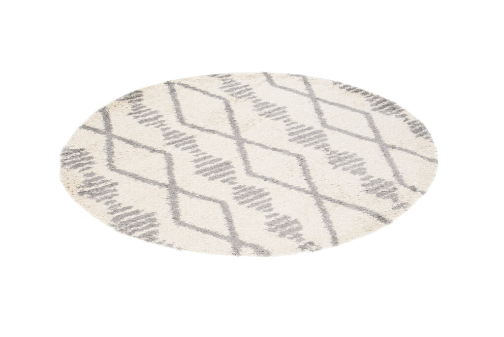 Tappeto Boho Rotondo Crema Rombi Shaggy