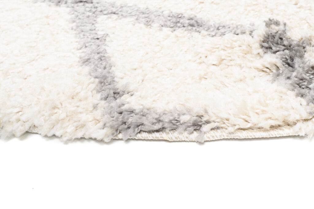 Tappeto Boho Rotondo Crema Rombi Shaggy