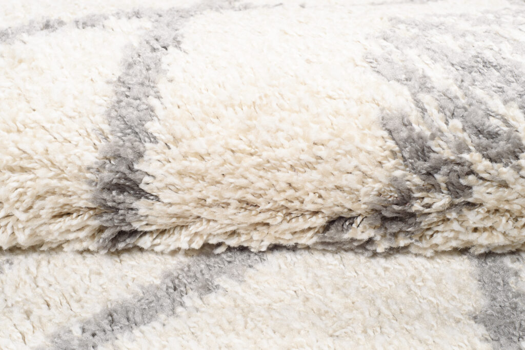 Tappeto Boho Rotondo Crema Rombi Shaggy