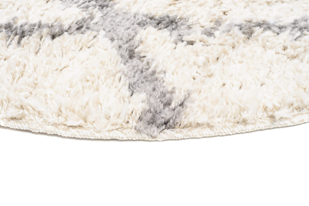 Tappeto Boho Rotondo Crema a Scacchi Shaggy