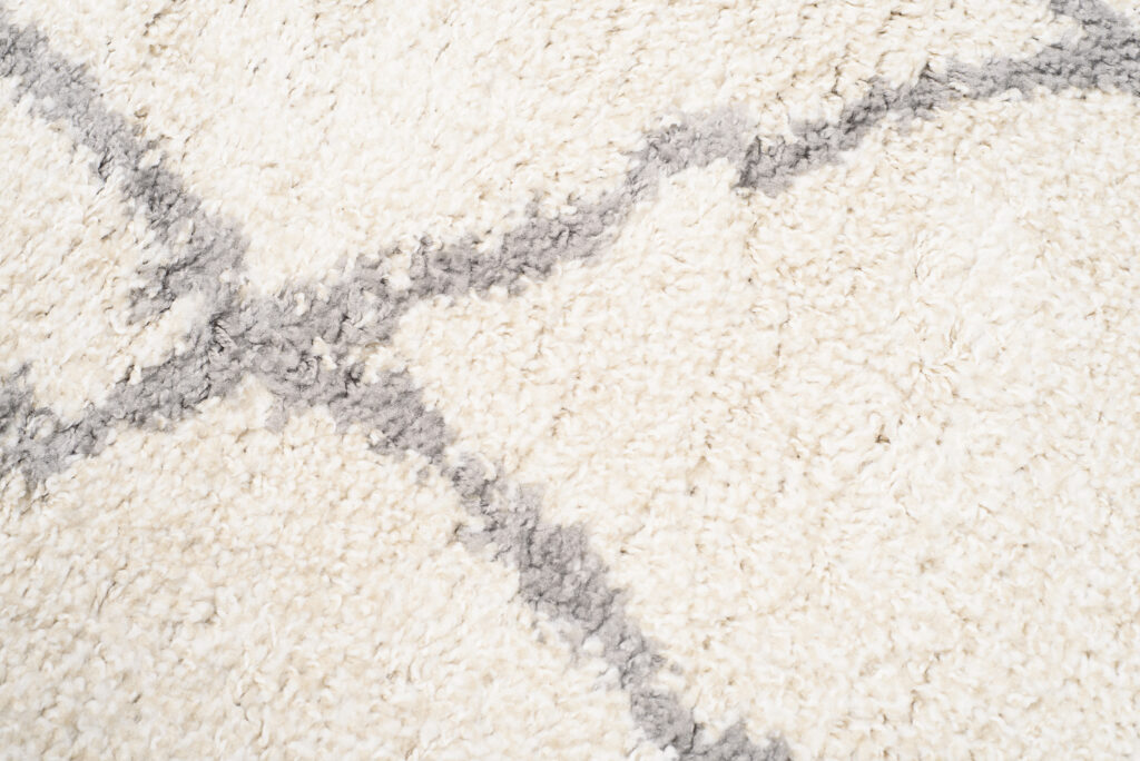 Tappeto Boho Rotondo Crema a Scacchi Shaggy