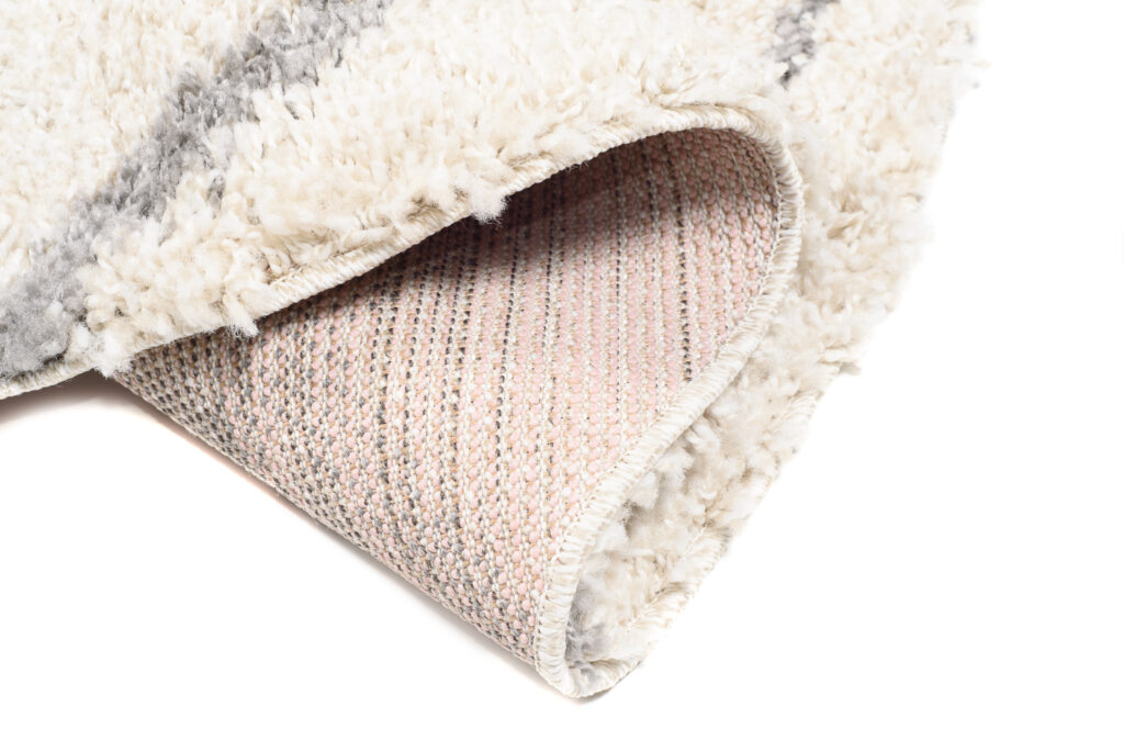 Tappeto Boho Rotondo Crema a Scacchi Shaggy