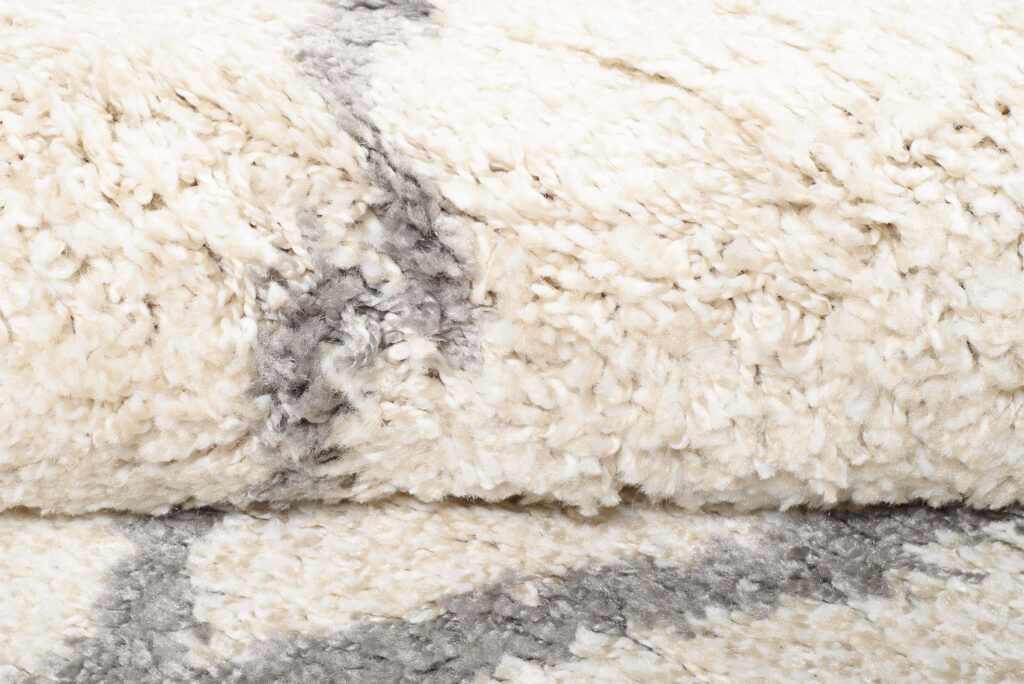 Tappeto Boho Rotondo Crema a Scacchi Shaggy