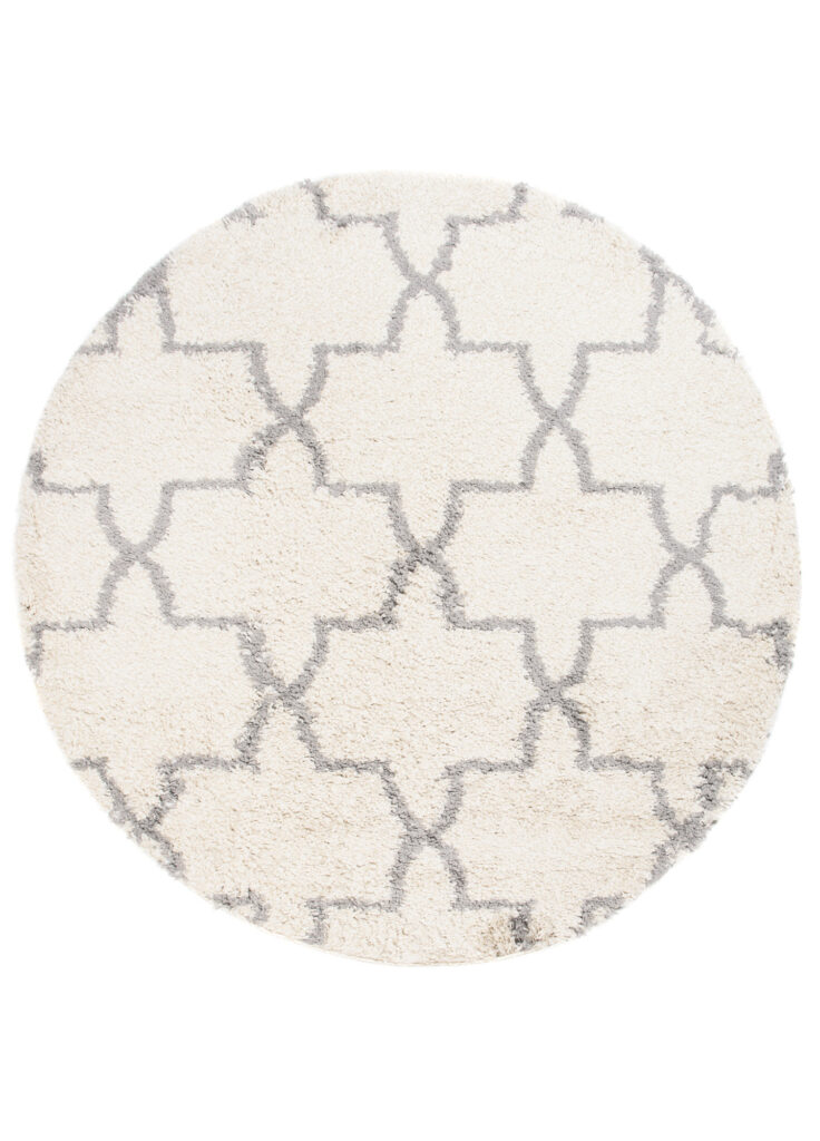Tappeto Boho Rotondo Crema Marocchino Trifoglio
