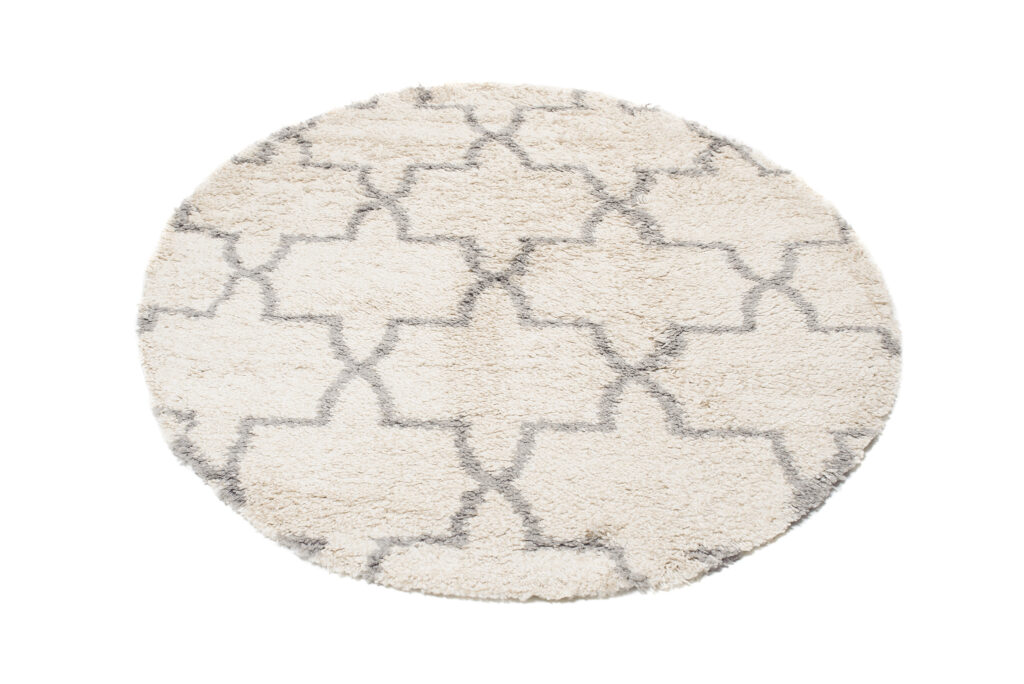 Tappeto Boho Rotondo Crema Marocchino Trifoglio