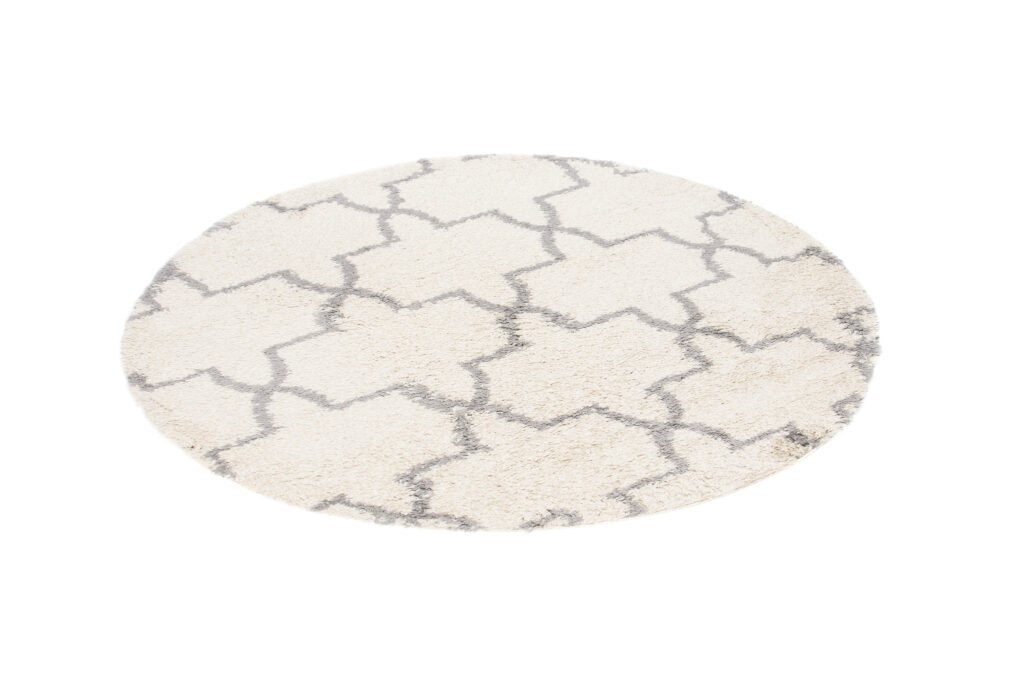 Tappeto Boho Rotondo Crema Marocchino Trifoglio