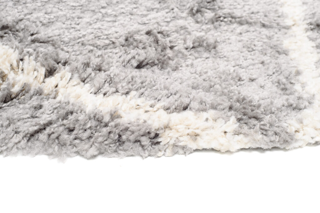 Tappeto Boho Rotondo Grigio a Scacchi Shaggy