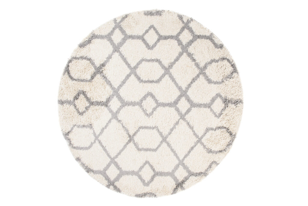 Tappeto Boho Rotondo Crema Geometrico Shaggy