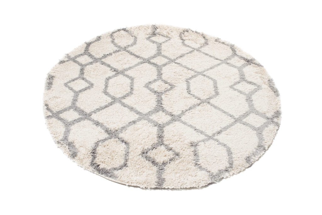 Tappeto Boho Rotondo Crema Geometrico Shaggy