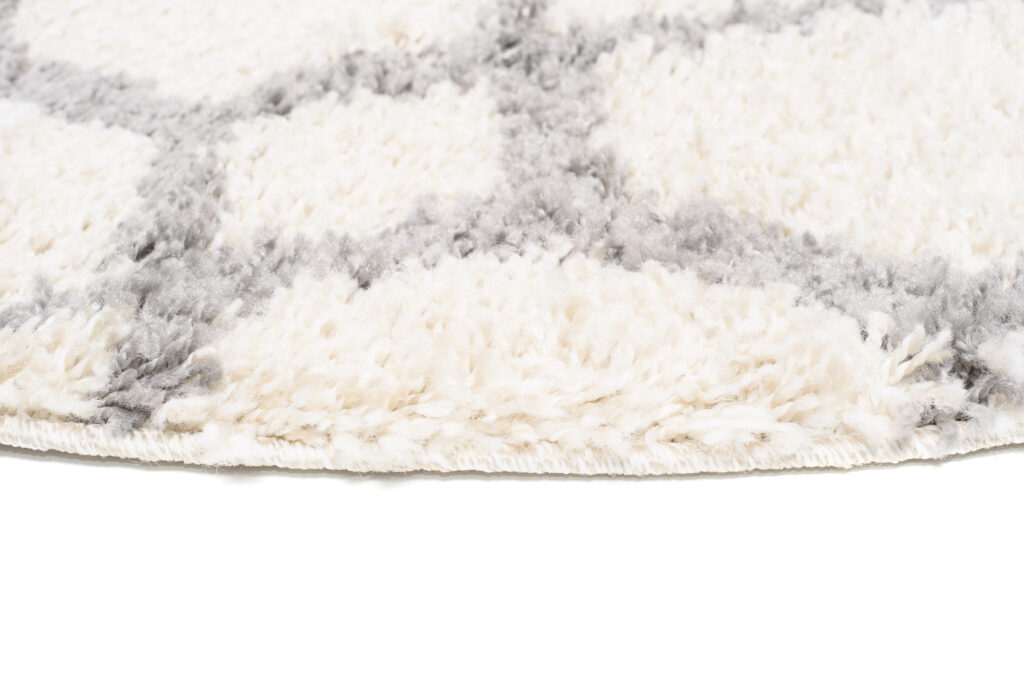 Tappeto Boho Rotondo Crema Geometrico Shaggy
