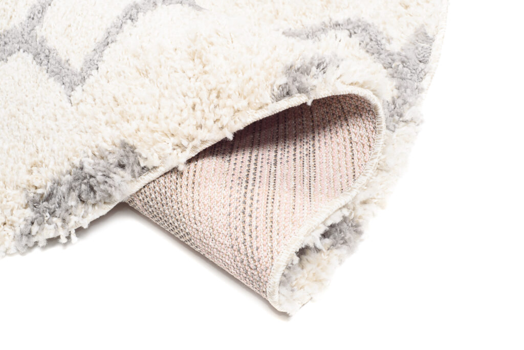 Tappeto Boho Rotondo Crema Geometrico Shaggy