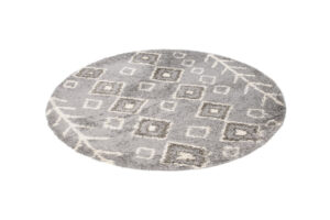 Tappeto Boho Rotondo Grigio Etnico Shaggy