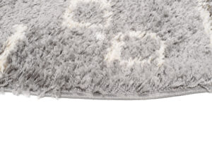 Tappeto Boho Rotondo Grigio Etnico Shaggy