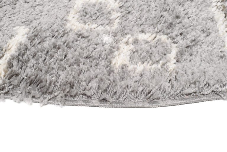 Tappeto Boho Rotondo Grigio Etnico Shaggy