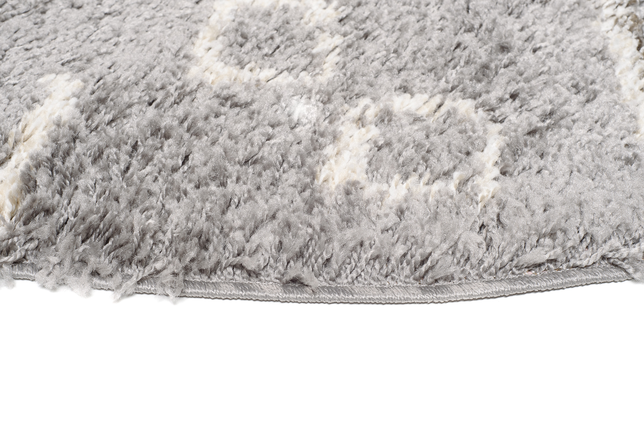 Tappeto Boho Rotondo Grigio Etnico Shaggy