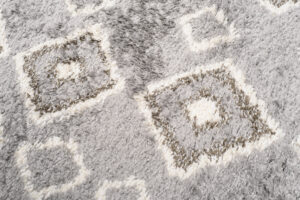 Tappeto Boho Rotondo Grigio Etnico Shaggy