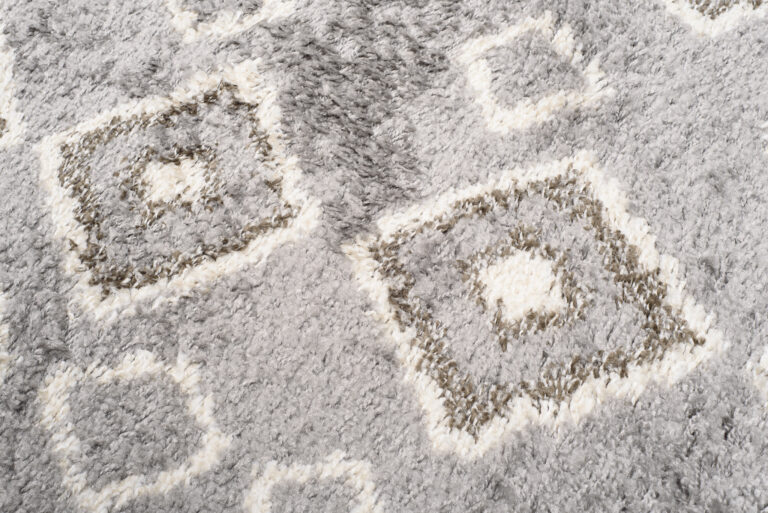 Tappeto Boho Rotondo Grigio Etnico Shaggy