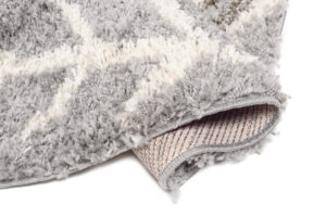 Tappeto Boho Rotondo Grigio Etnico Shaggy