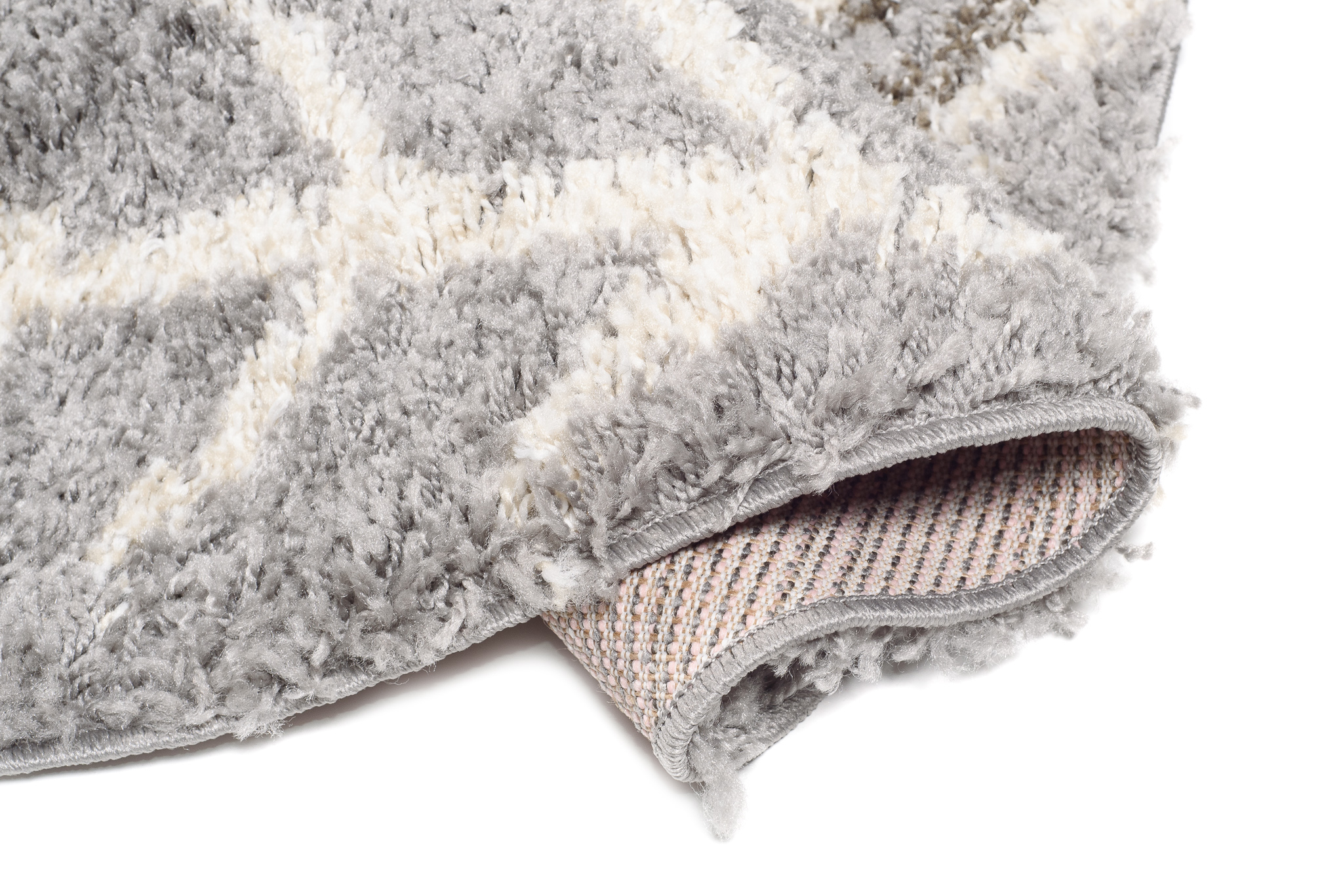 Tappeto Boho Rotondo Grigio Etnico Shaggy