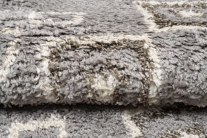 Tappeto Boho Rotondo Grigio Etnico Shaggy