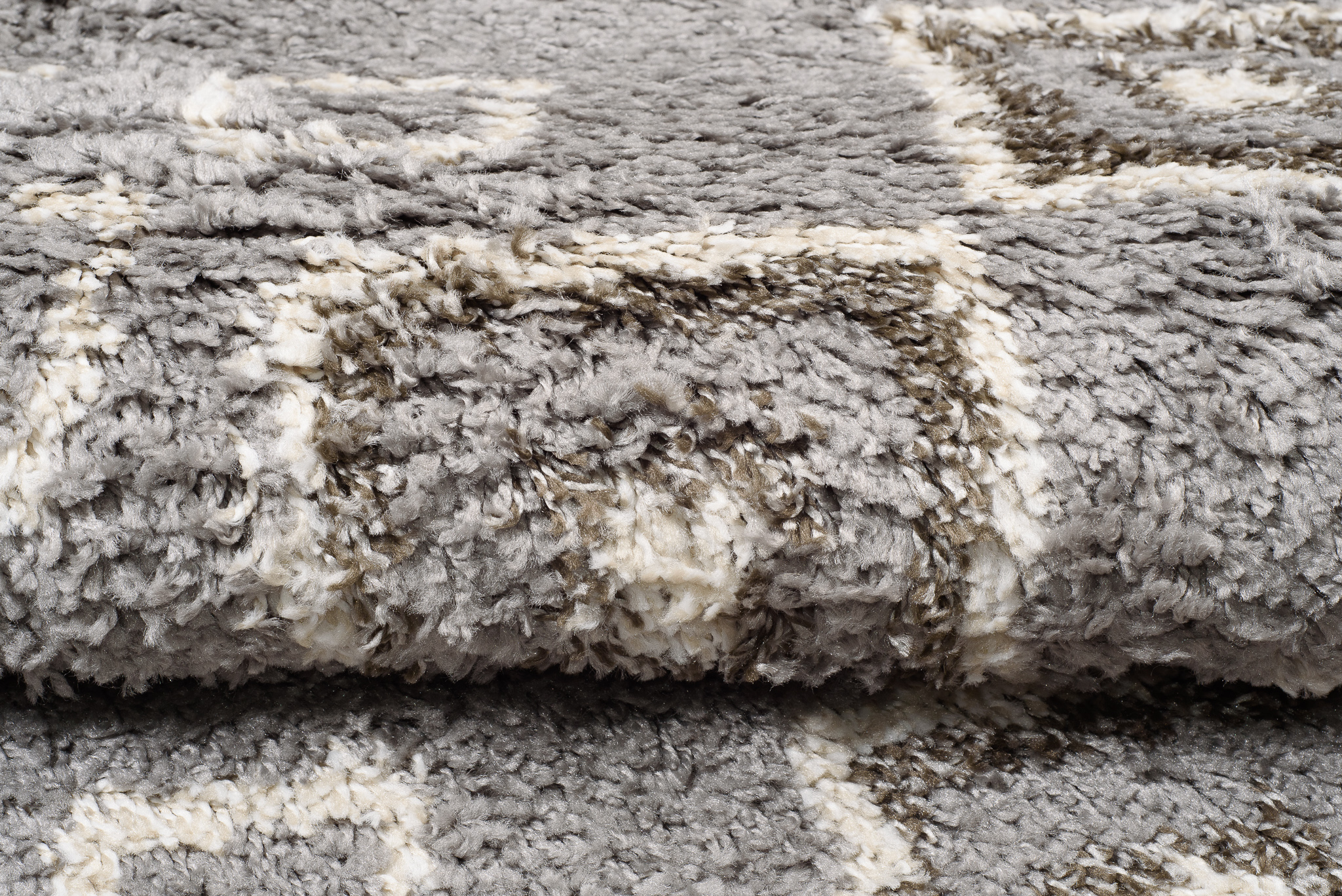 Tappeto Boho Rotondo Grigio Etnico Shaggy