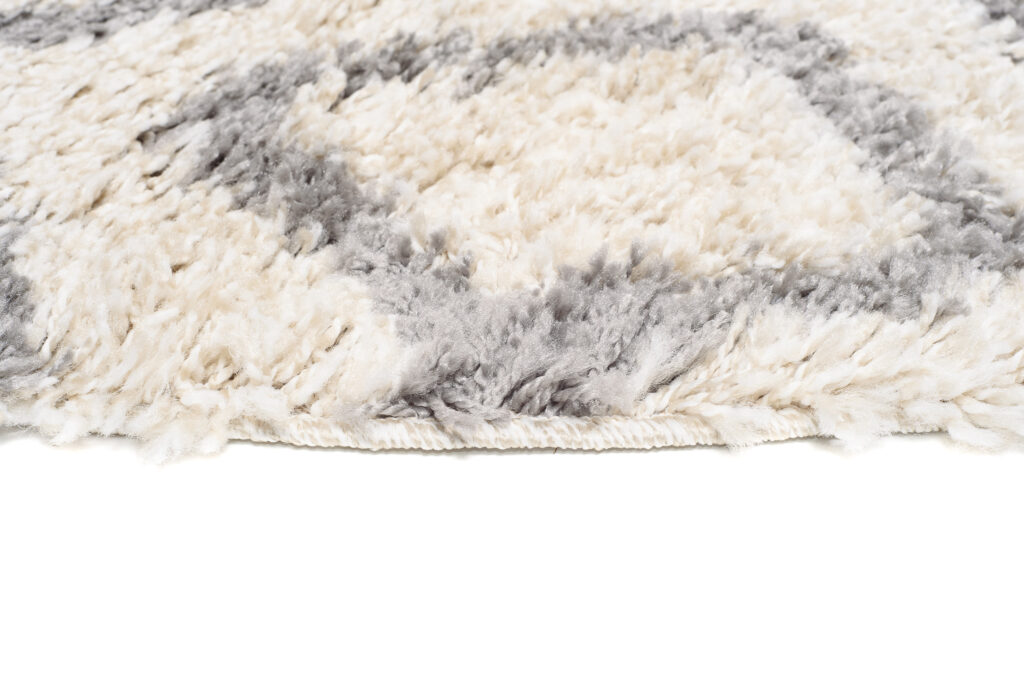 Tappeto Boho Rotondo Crema ZigZag Shaggy