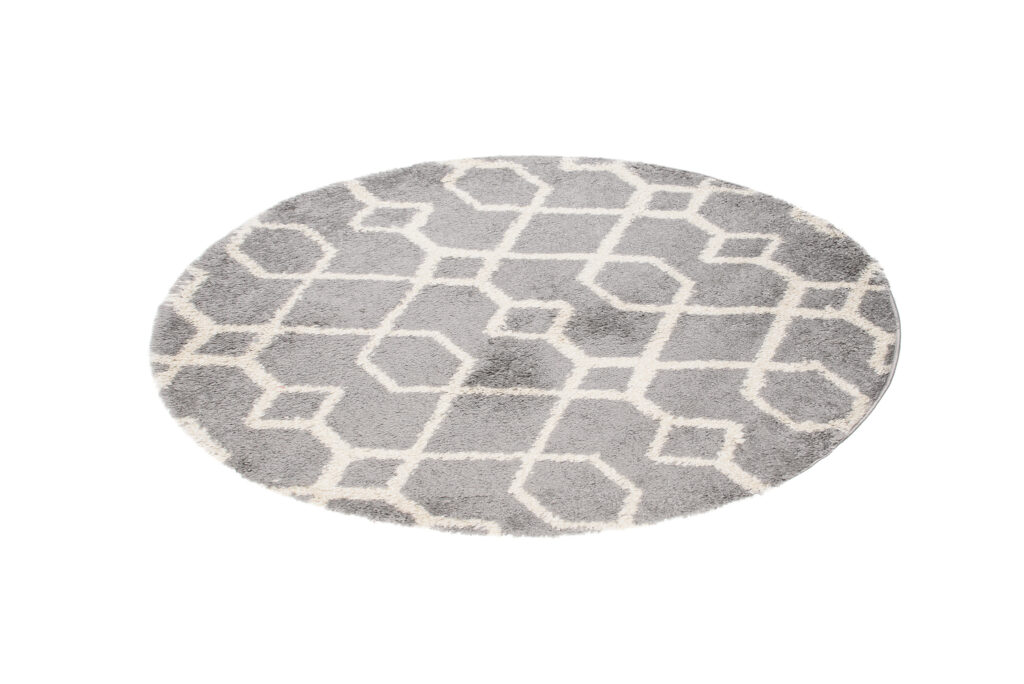 Tappeto Boho Rotondo Grigio Geometrico Shaggy
