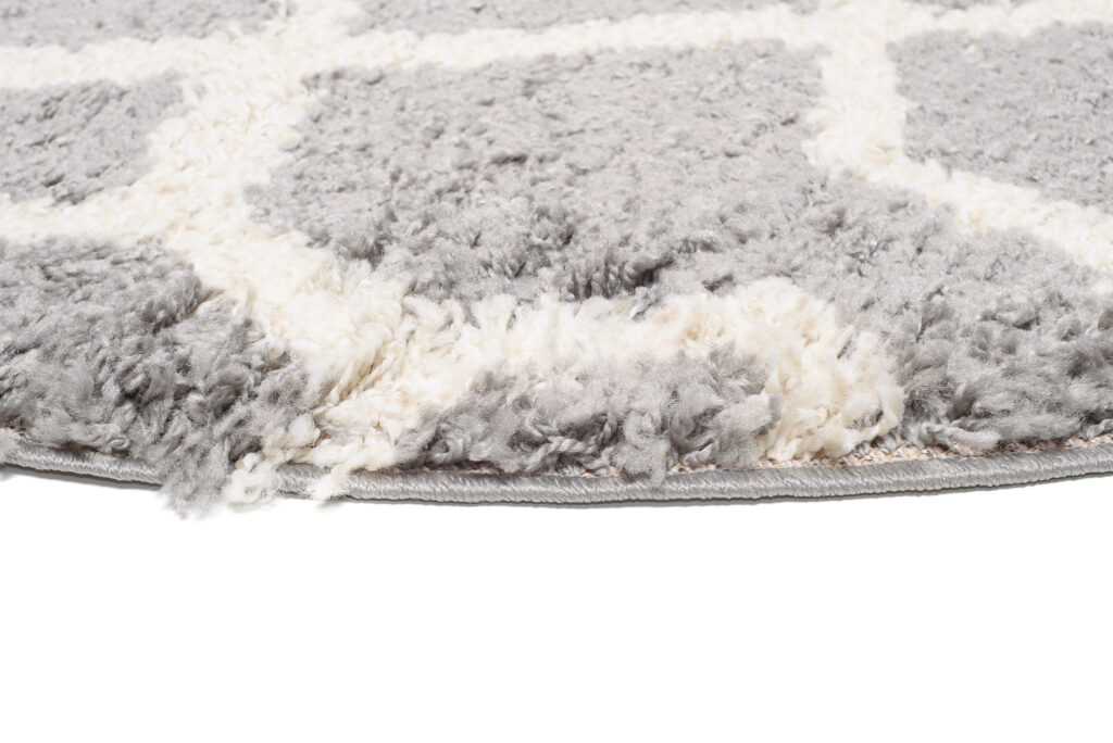 Tappeto Boho Rotondo Grigio Geometrico Shaggy