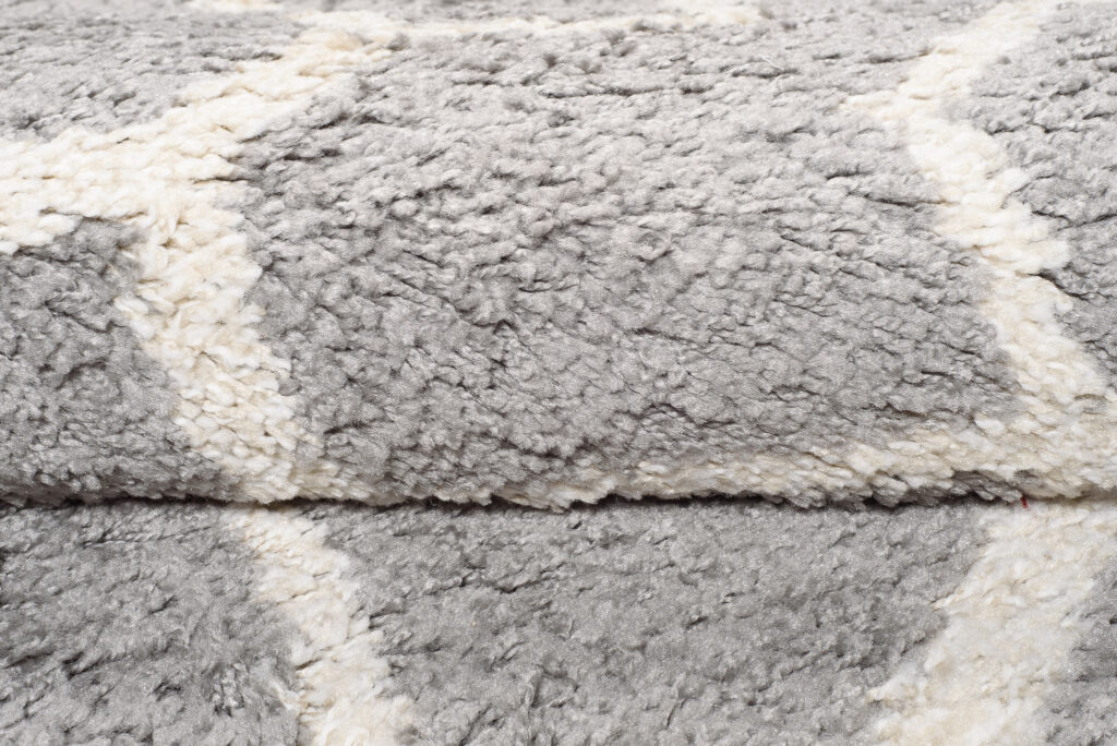 Tappeto Boho Rotondo Grigio Geometrico Shaggy
