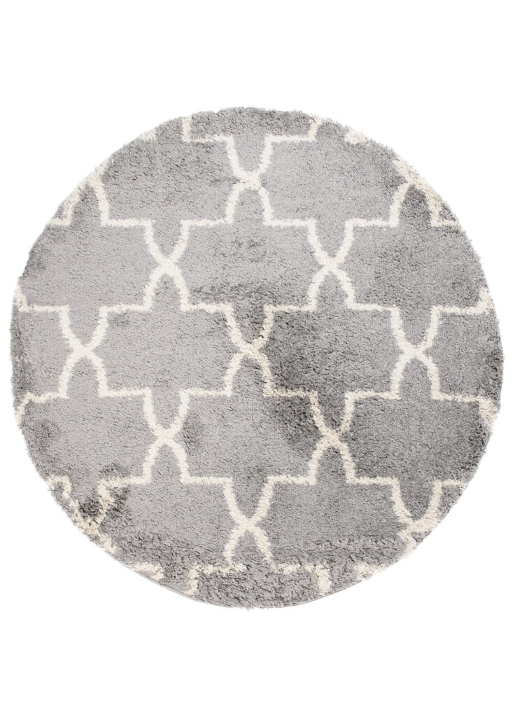 Tappeto Boho Rotondo Grigio Marocchino Trifoglio