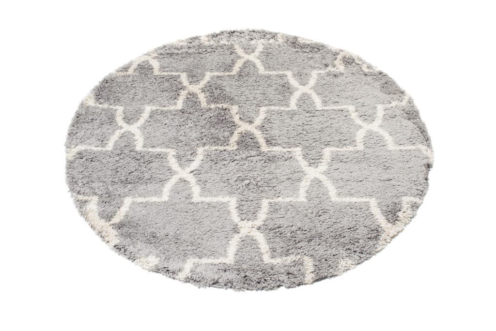 Tappeto Boho Rotondo Grigio Marocchino Trifoglio
