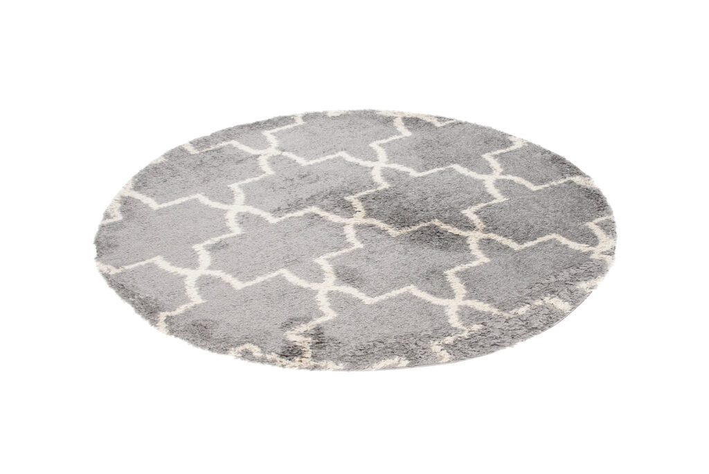 Tappeto Boho Rotondo Grigio Marocchino Trifoglio