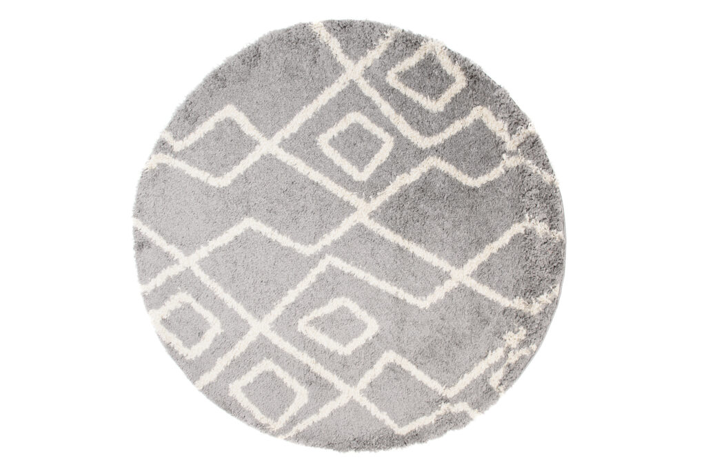 Tappeto Boho Rotondo Grigio ZigZag Shaggy