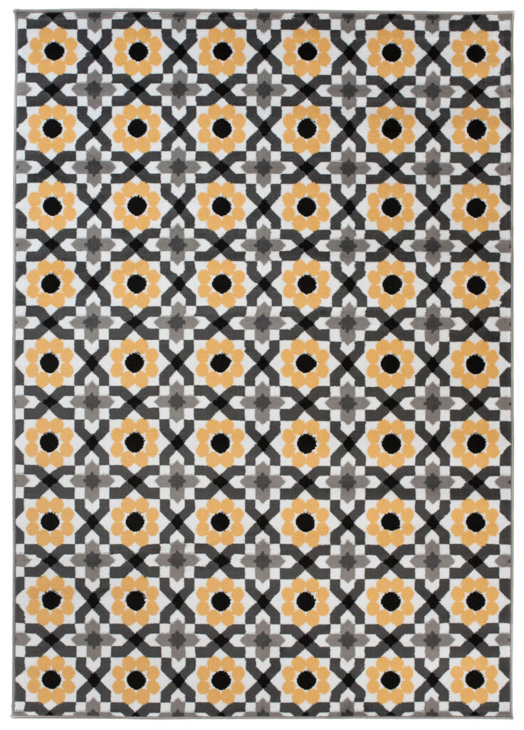 Tappeto Maya Grigio Giallo Floreale Mosaico