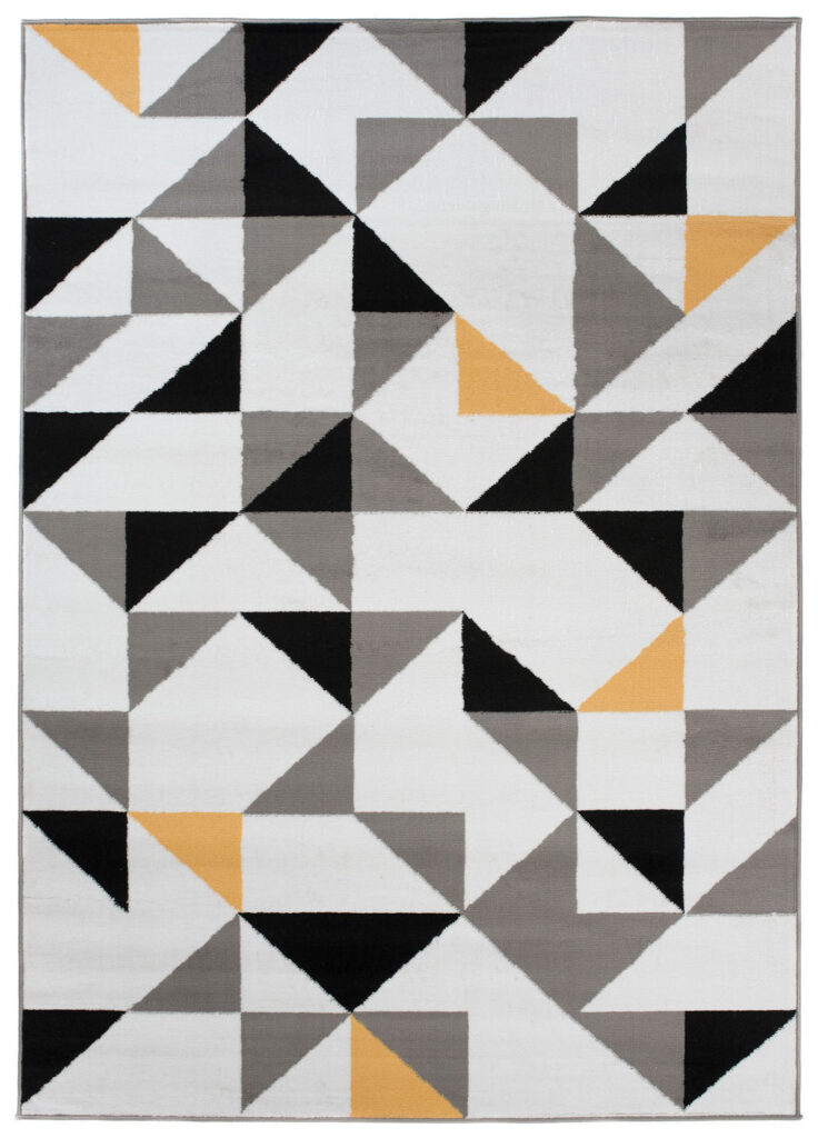 Tappeto Maya Bianco Giallo Triangoli