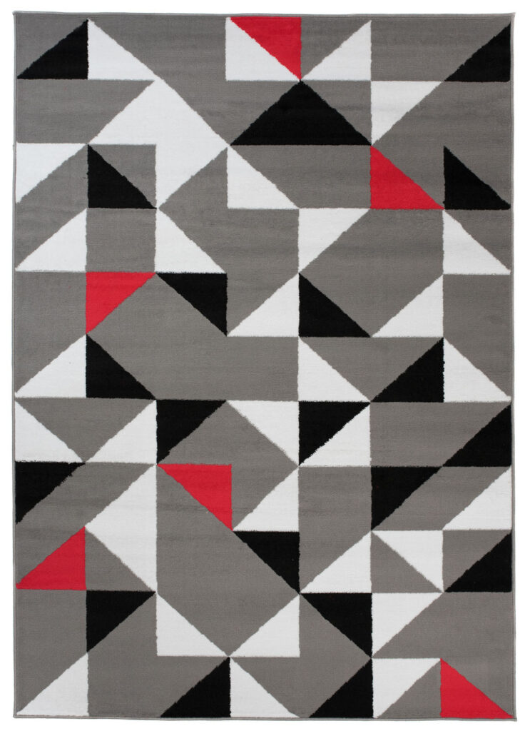 Tappeto Maya Grigio Rosso Triangoli