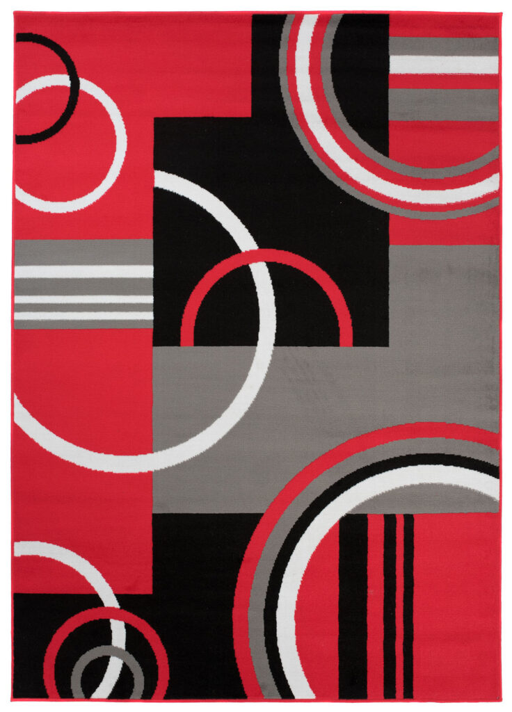 Tappeto Maya Rosso Grigio Geometrico