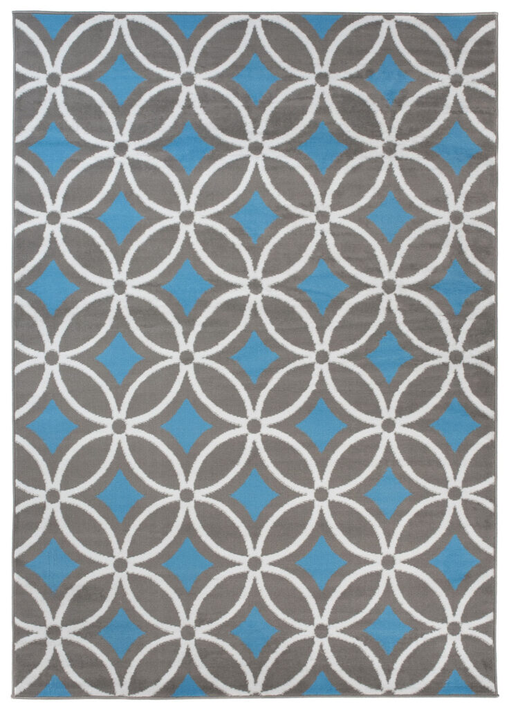 Tappeto Maya Grigio Blu Geometrico Mosaico