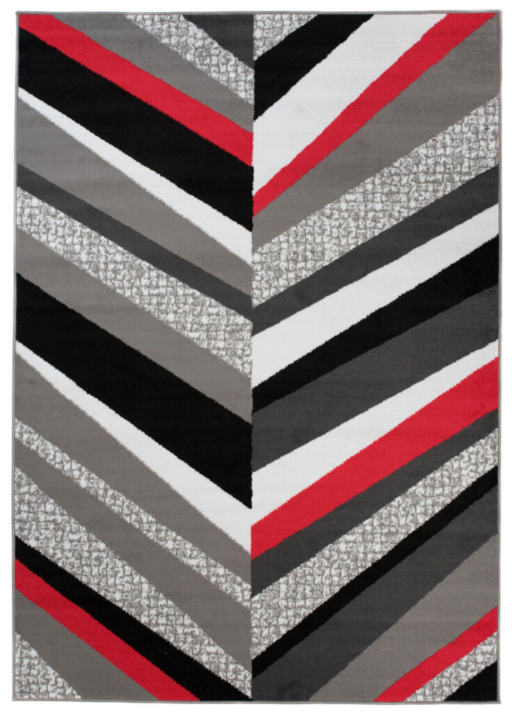 Tappeto Maya Grigio Rosso Geometrico Linee