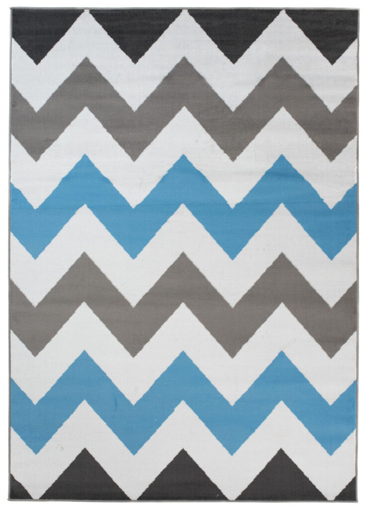 Tappeto Maya Grigio Blu Geometrico Zigzag