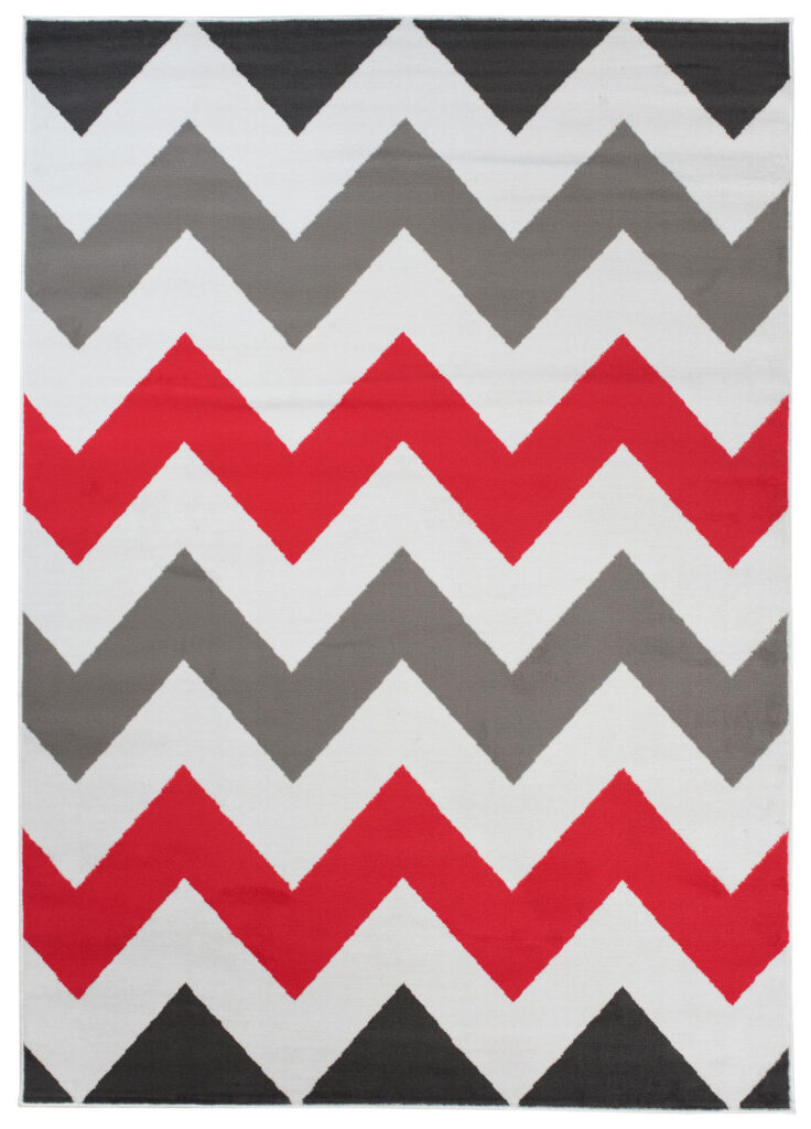 Tappeto Maya Grigio Rosso Geometrico ZigZag