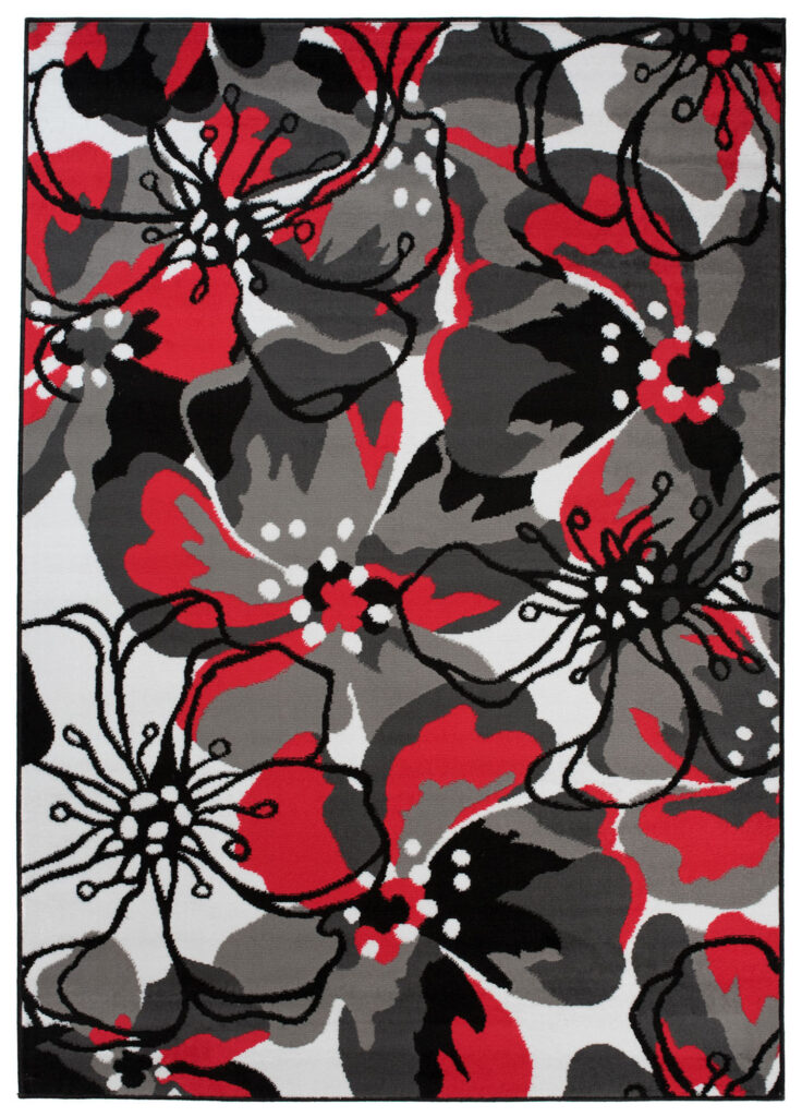 Tappeto Maya Grigio Rosso a Fiori