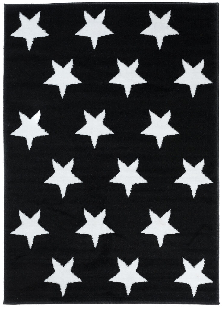 Tappeto Luxury Nero Bianco Stelle per Bambini