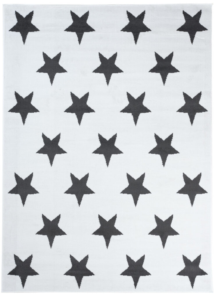 Tappeto Luxury Bianco Grigio Stelle per Bambini