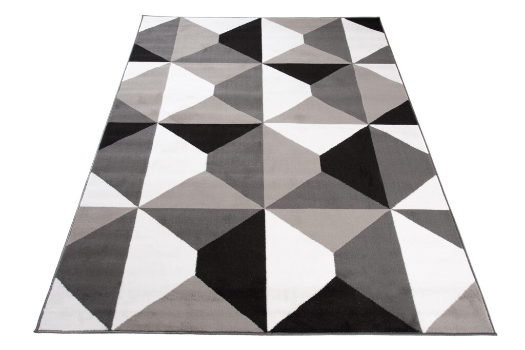Tappeto Maya Grigio Bianco Trapezi Quadrati