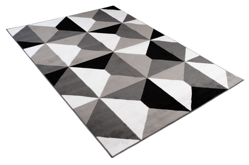 Tappeto Maya Grigio Bianco Trapezi Quadrati