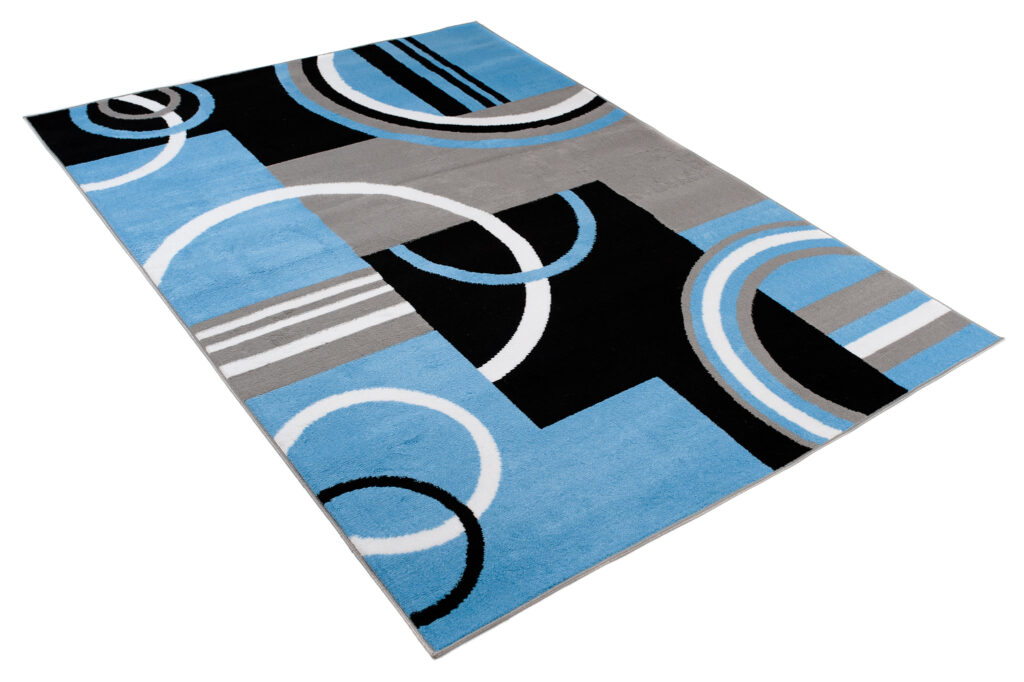 Tappeto Maya Grigio Blu Geometrico a Cerchi