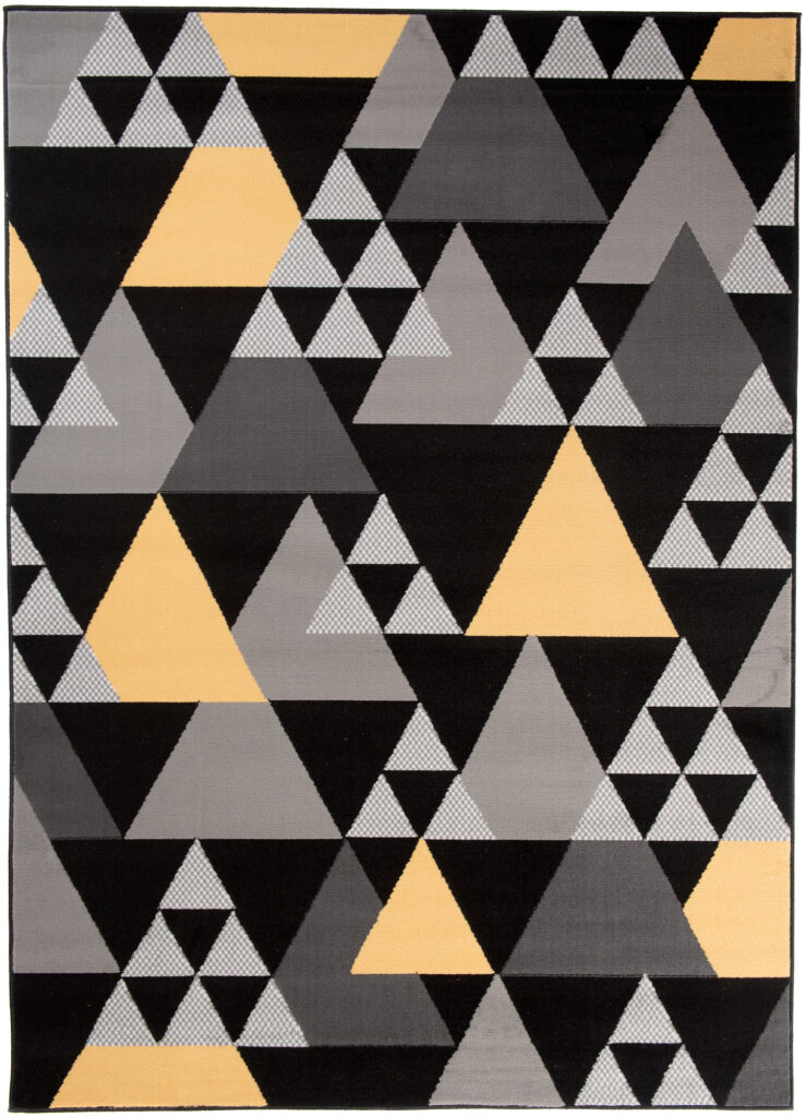 Tappeto Maya Grigio Giallo Geometrico Triangoli