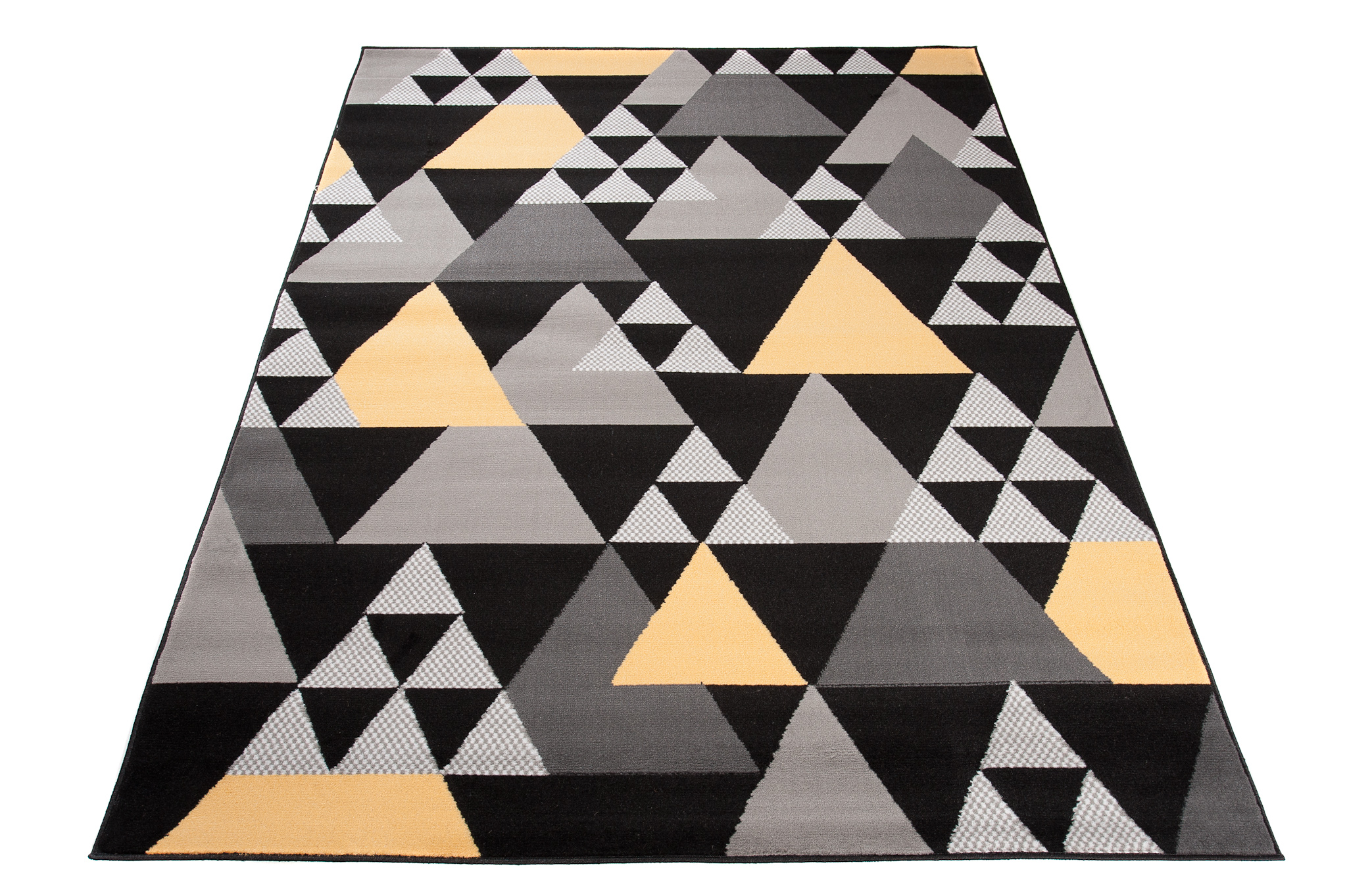 Tappeto Maya Grigio Giallo Geometrico Triangoli