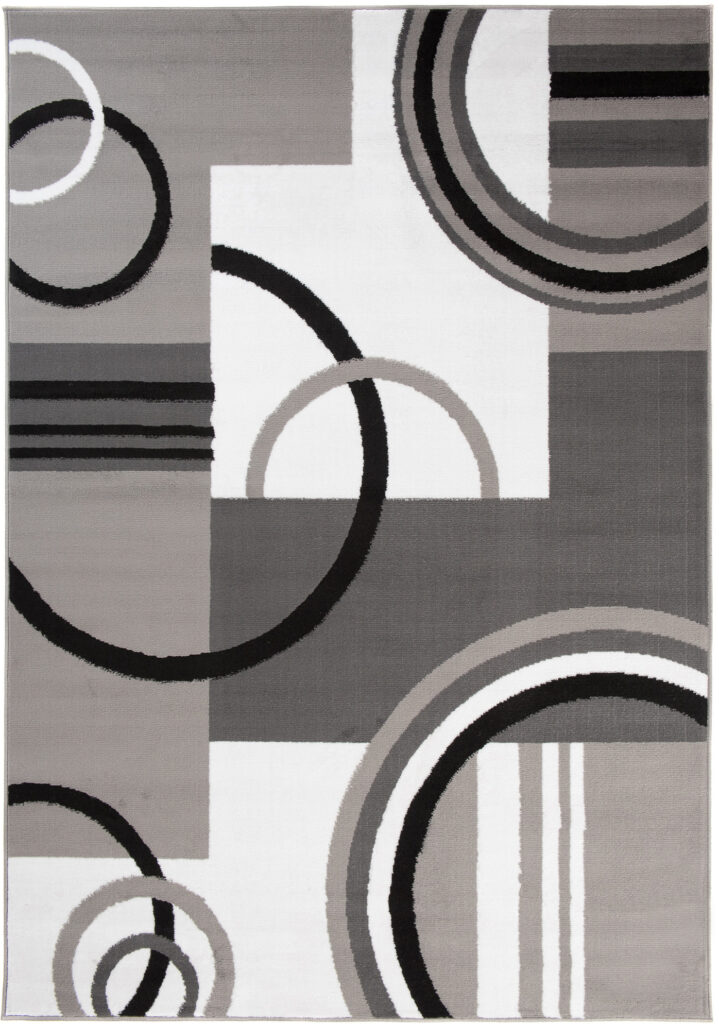Tappeto Maya Grigio Bianco Geometrico Cerchi